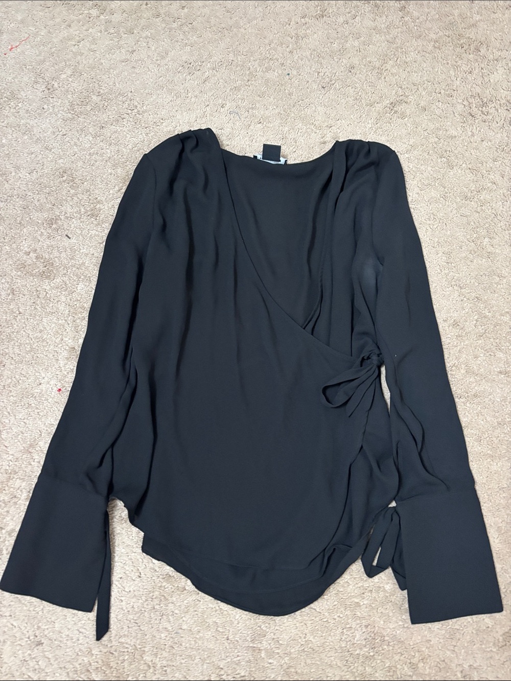 Trouve Black Wrap Tie Blouse